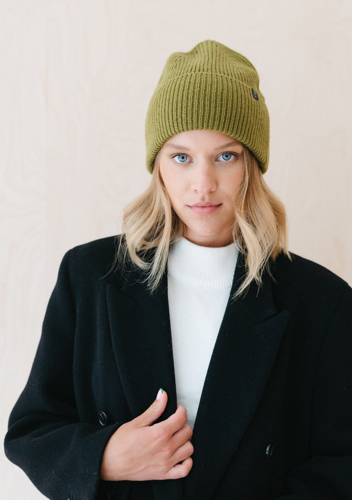 Cashmere & Merino Beanie in Olive