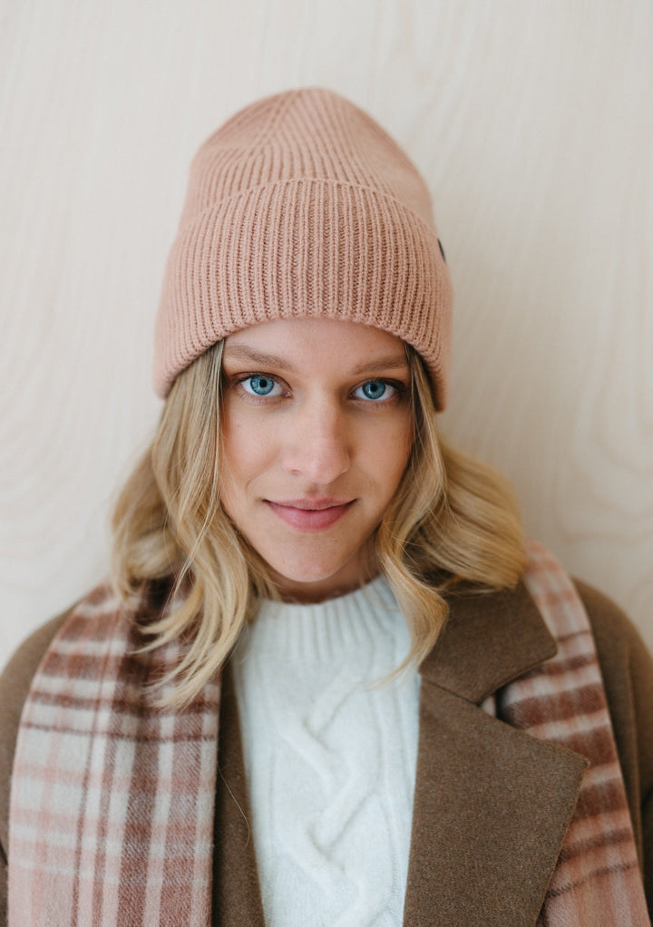 Cashmere & Merino Beanie in Blush