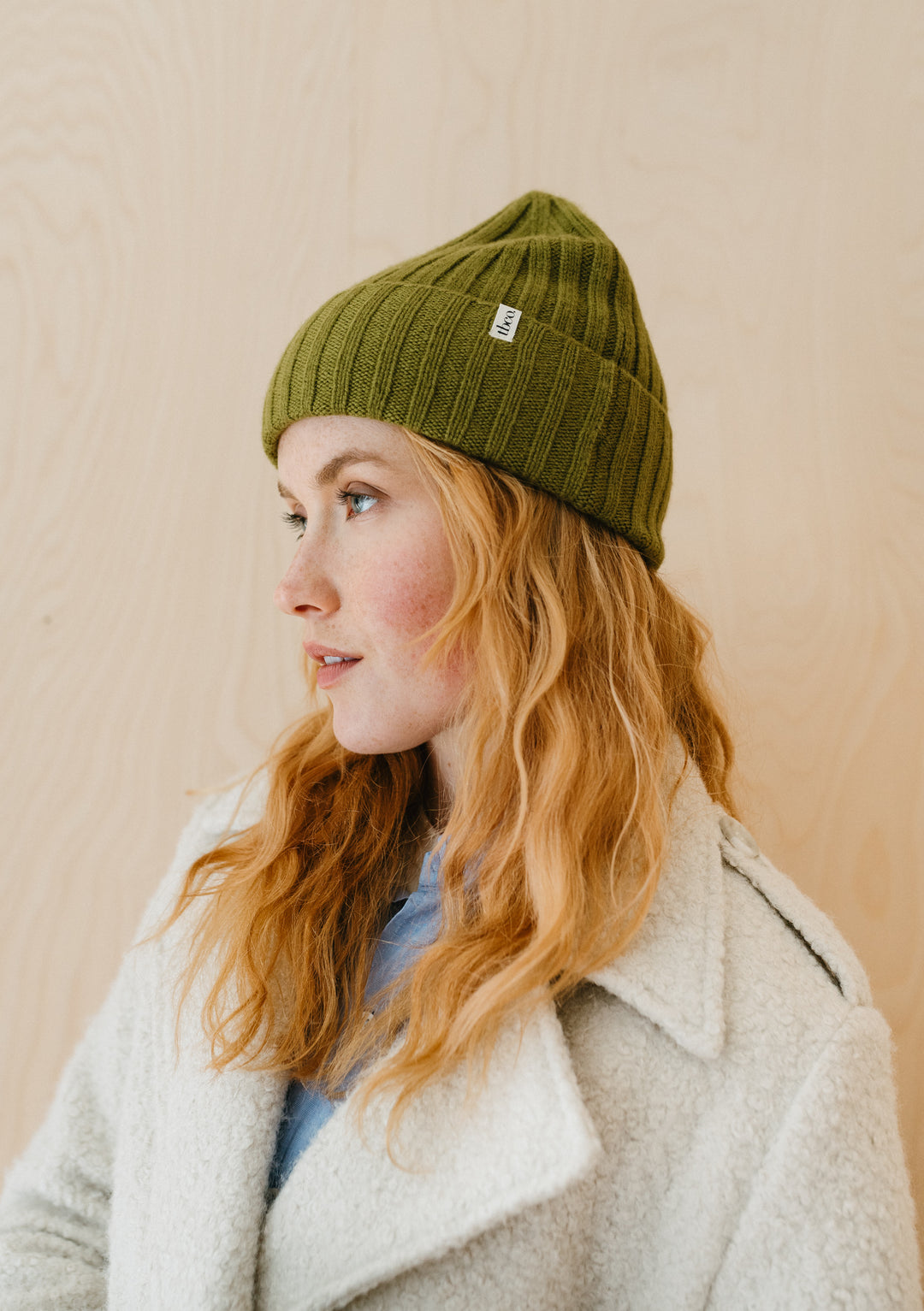 Cashmere & Merino Beanie in Olive