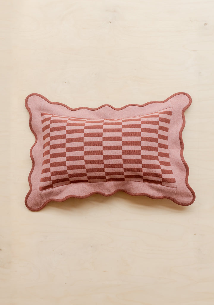 Housse de coussin en coton à damier rose