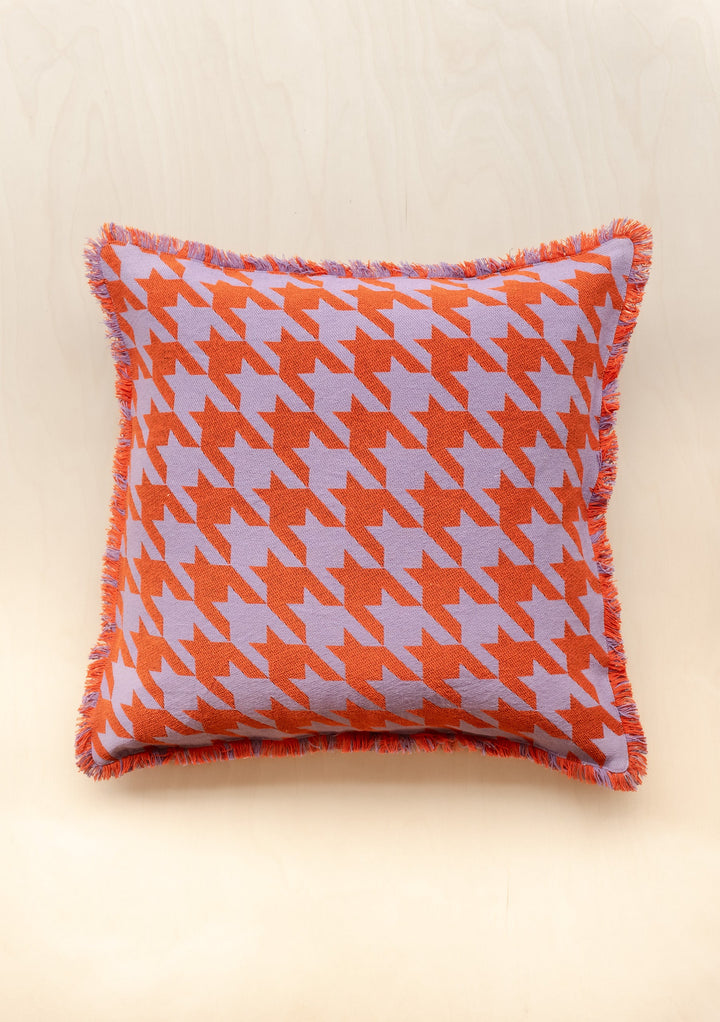 Lilac Houndstooth Cotton Cushion Cover