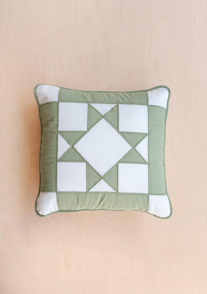 Quilted Cushion Cover in Reversible Celestial Checkerboard