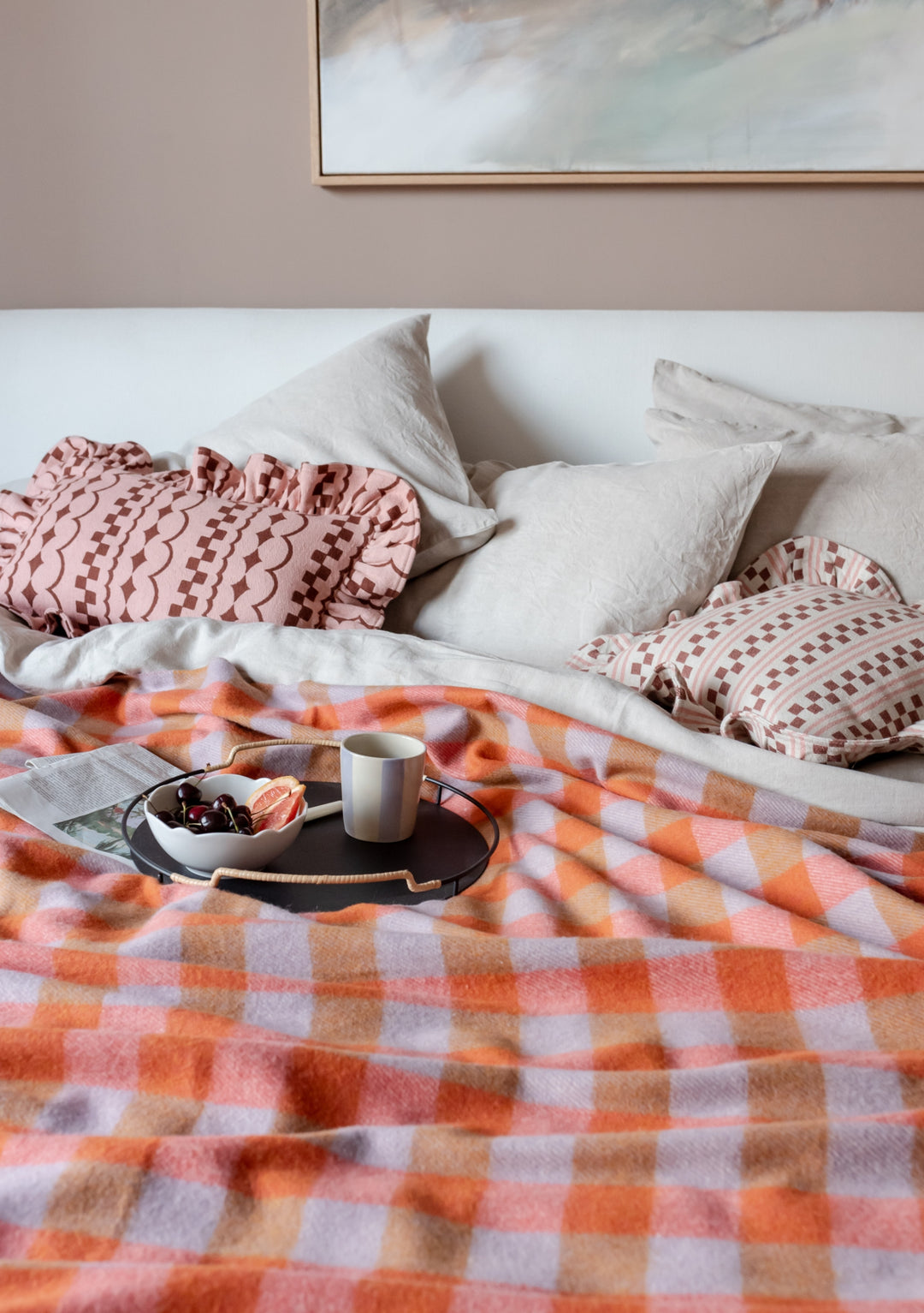 Cotton Cushion Cover in Pink Stripe