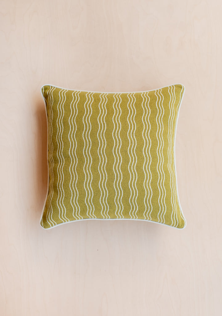 Cotton Cushion Cover in Olive Wave