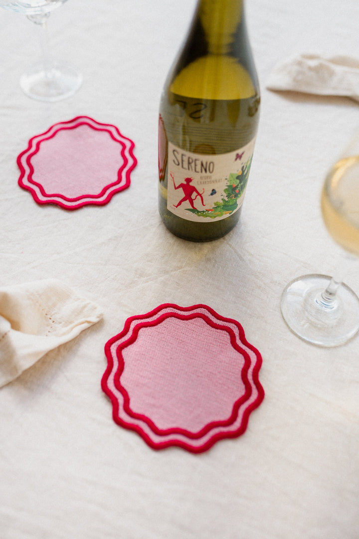 Pink Cotton Coasters Set of 2