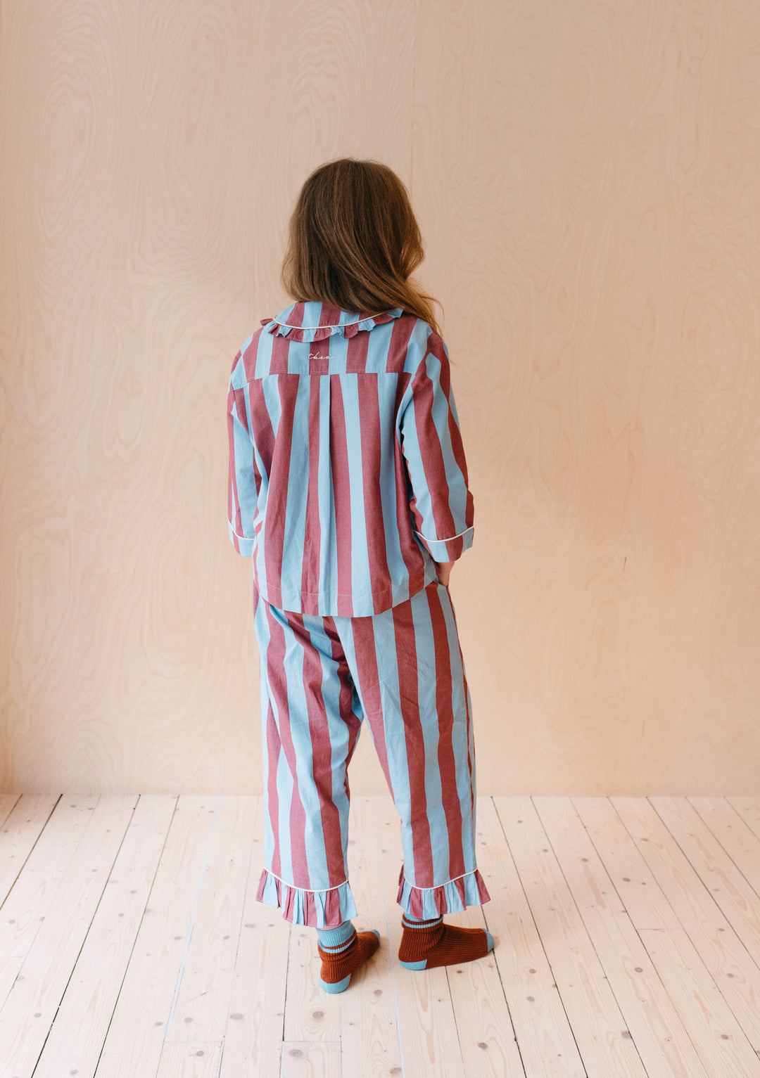 Cotton Pyjamas in Blue & Red Stripe