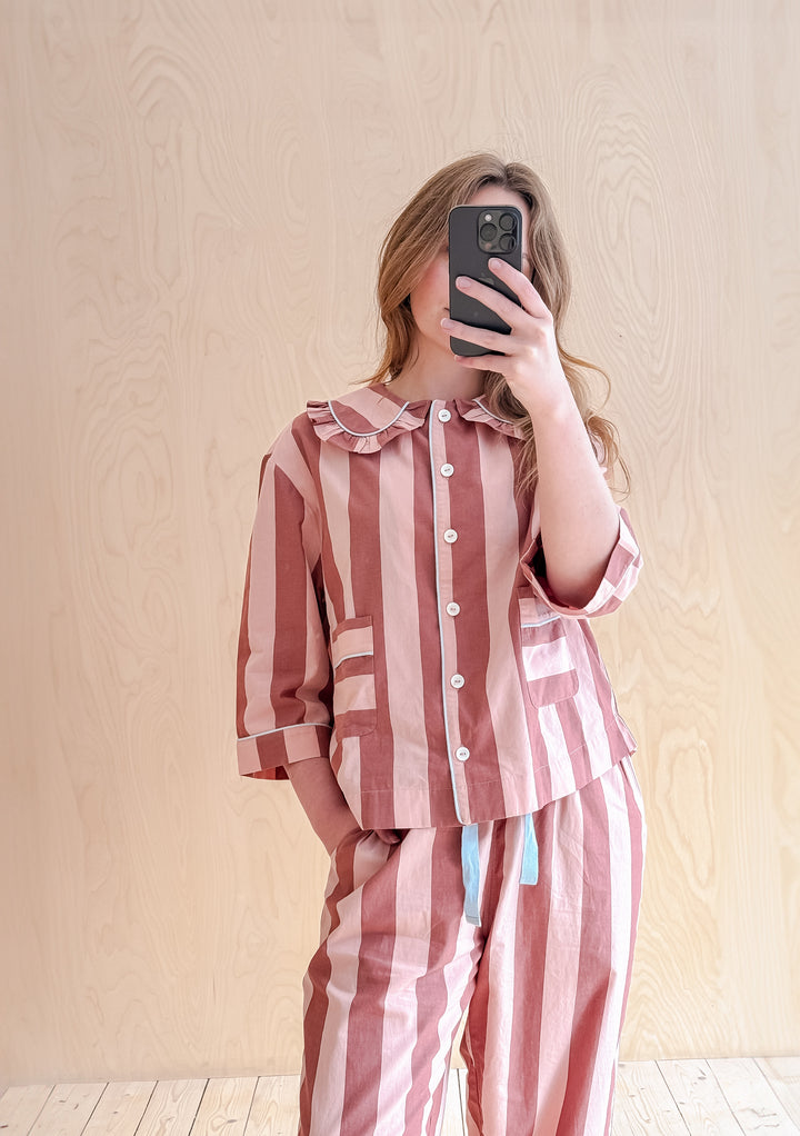 Cotton Pyjamas in Pink & Red Stripe