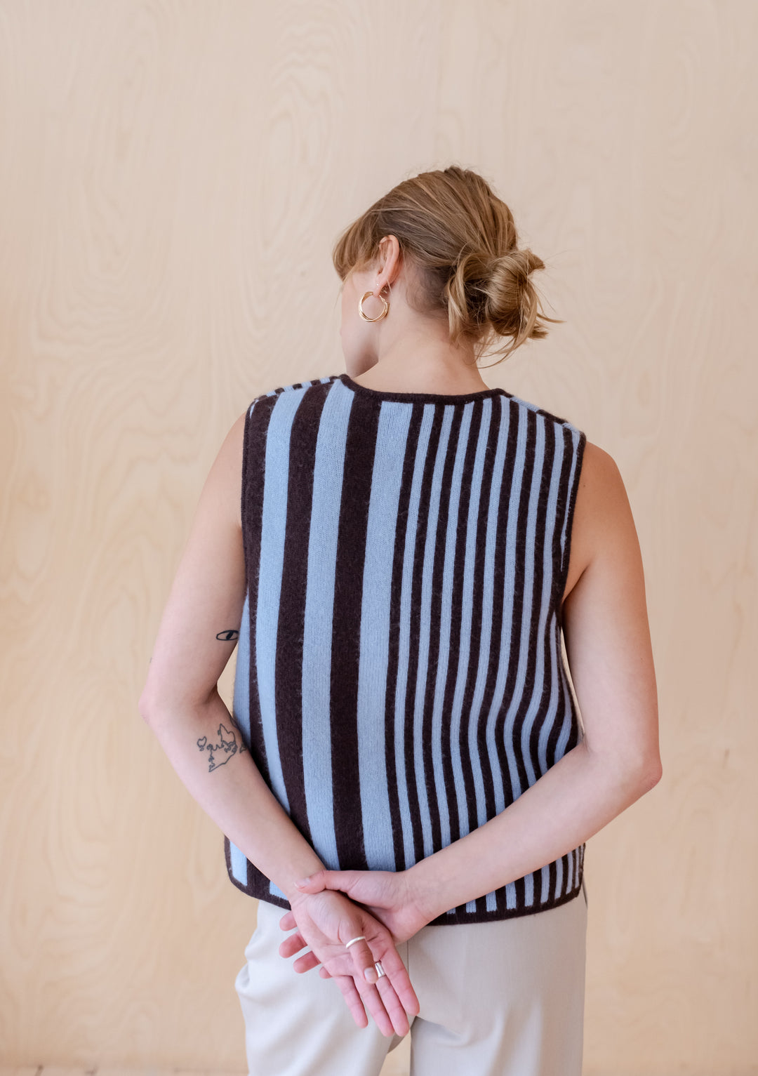 Merino Wool Vest in Blue Stripe