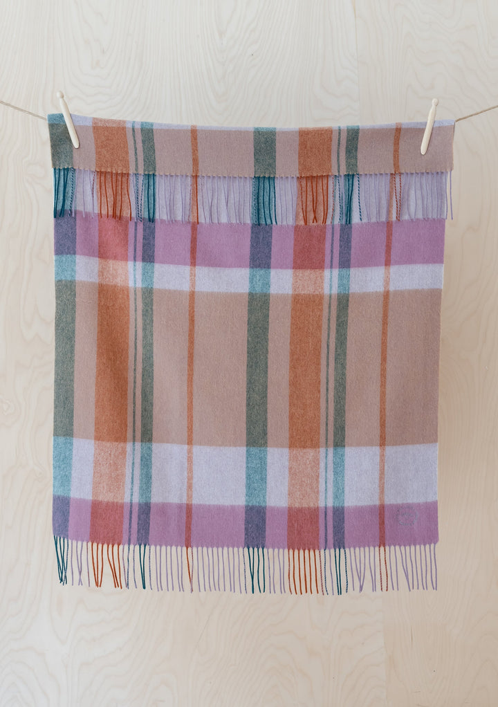 Lambswool Baby Blanket in Copper Abstract Check