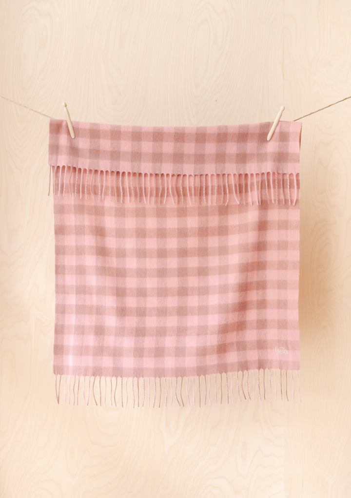 Lambswool Baby Blanket in Pink Gingham