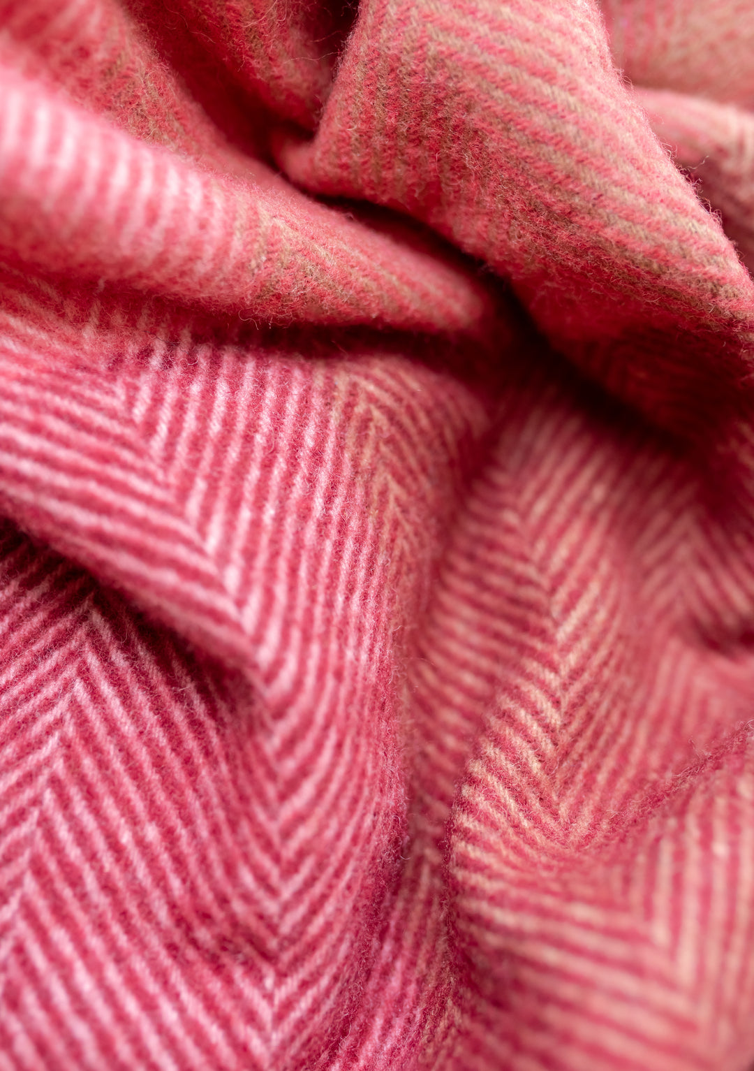 Recycled Wool Extra Large Blanket in Pink Herringbone Block Check