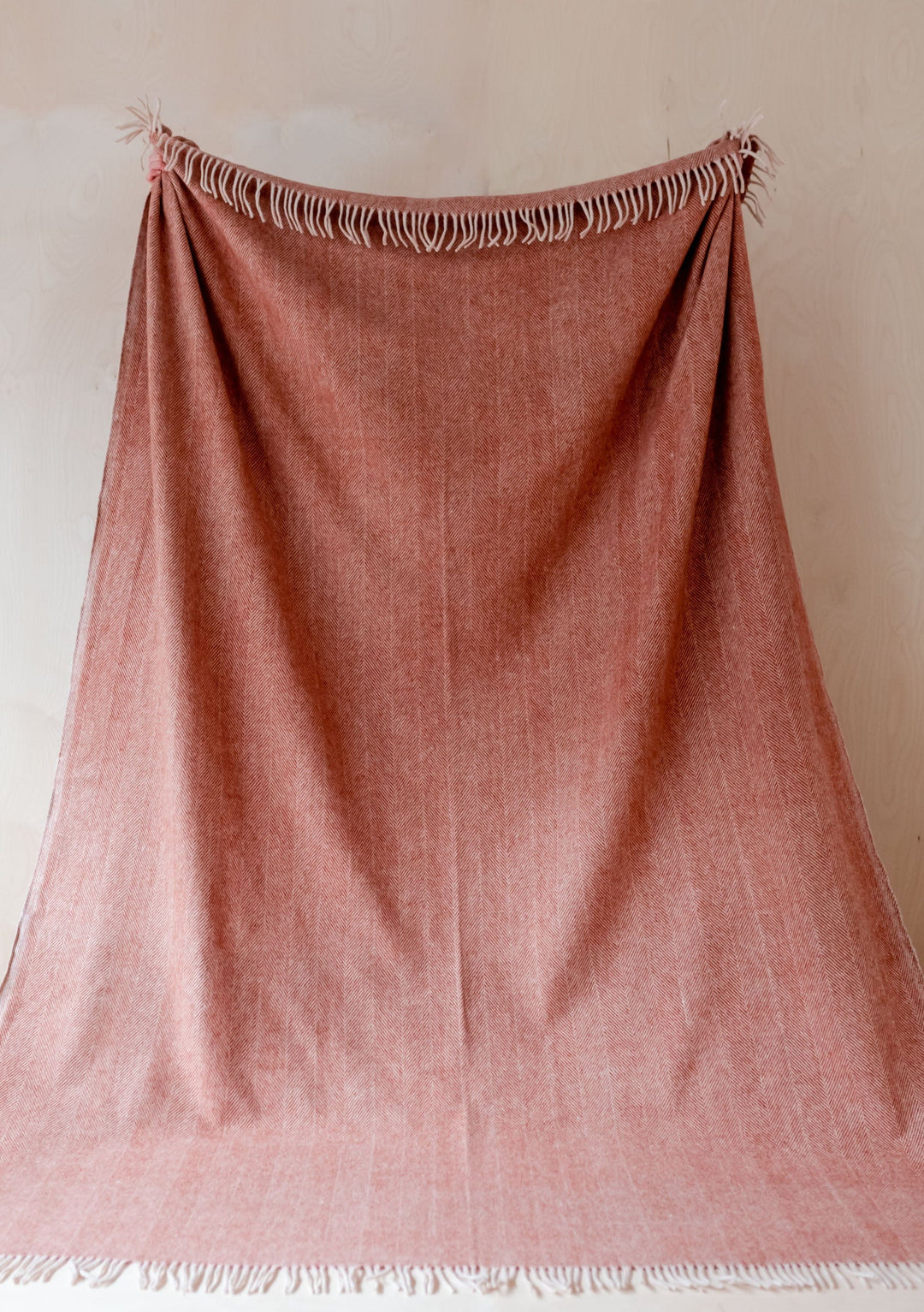 Recycled Wool Extra Large Blanket in Rust Herringbone