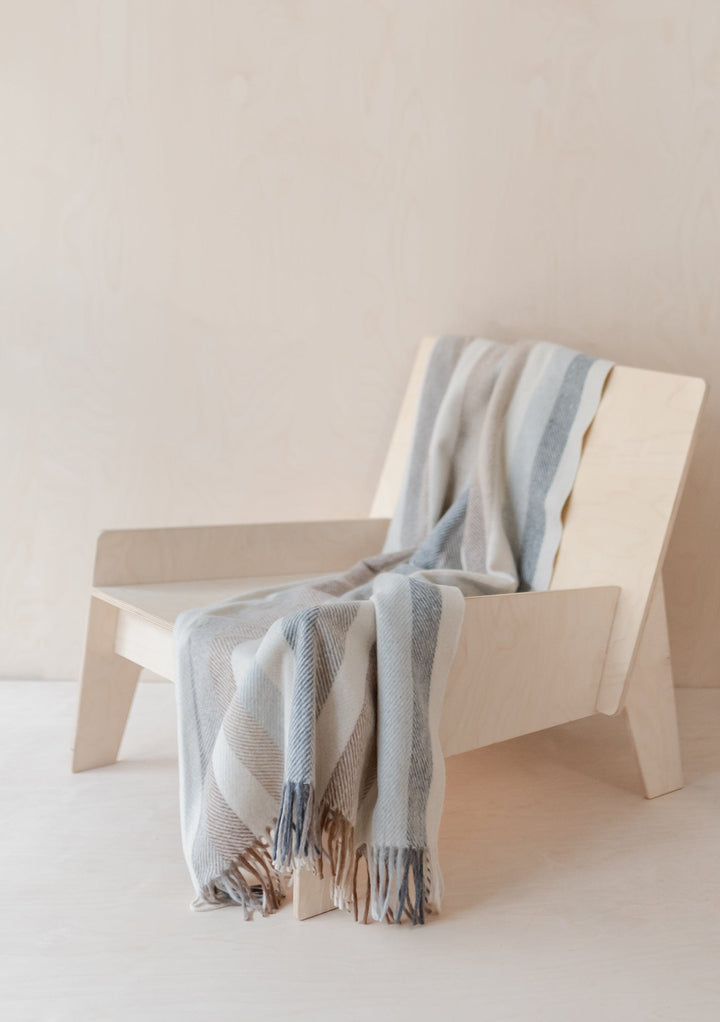 Sample Sale Recycled Wool Small Blanket in Neutral Stripe