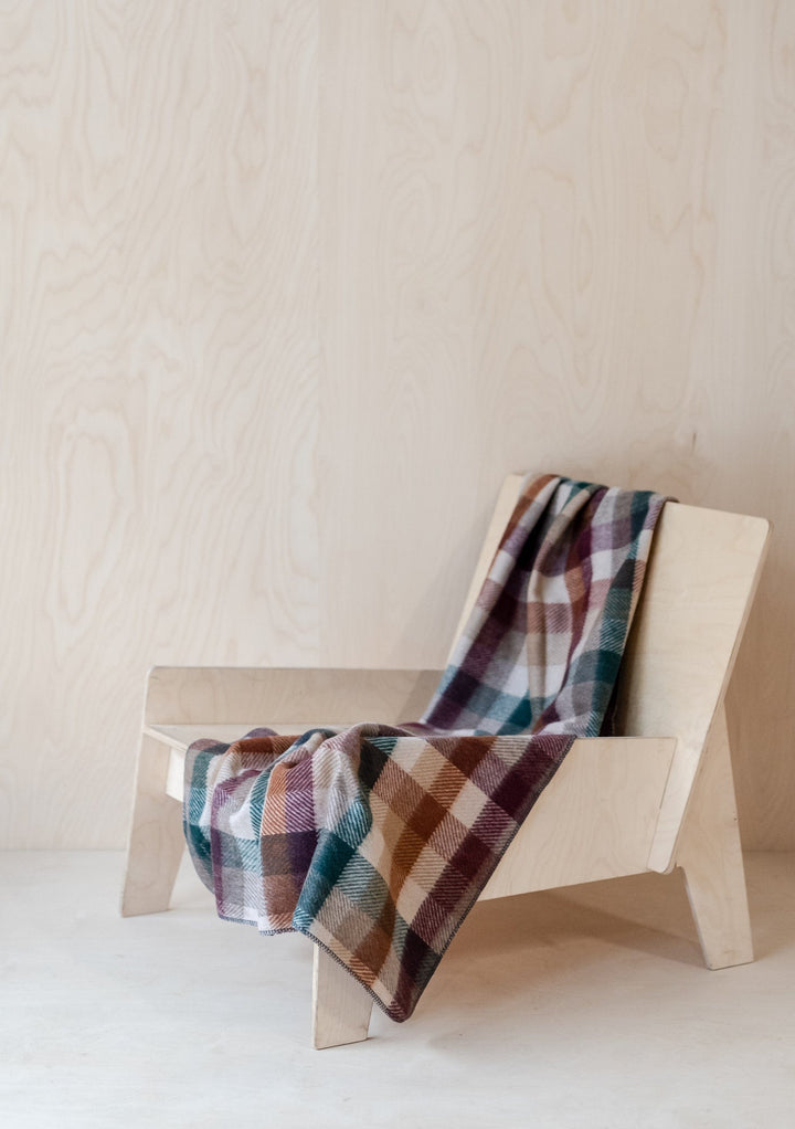 Recycled Wool Large Pet Blanket in Forest Herringbone Check