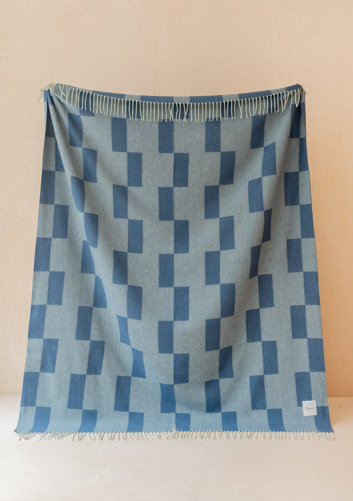 Lambswool Blanket in Blue Checker