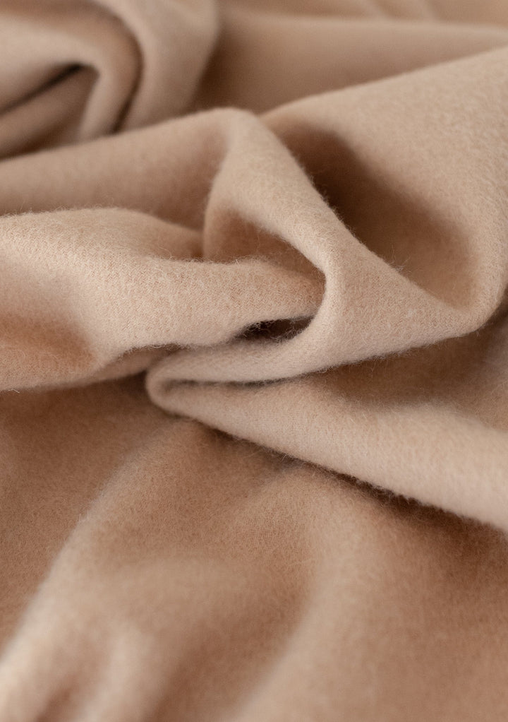 Lambswool Blanket Scarf in Light Camel