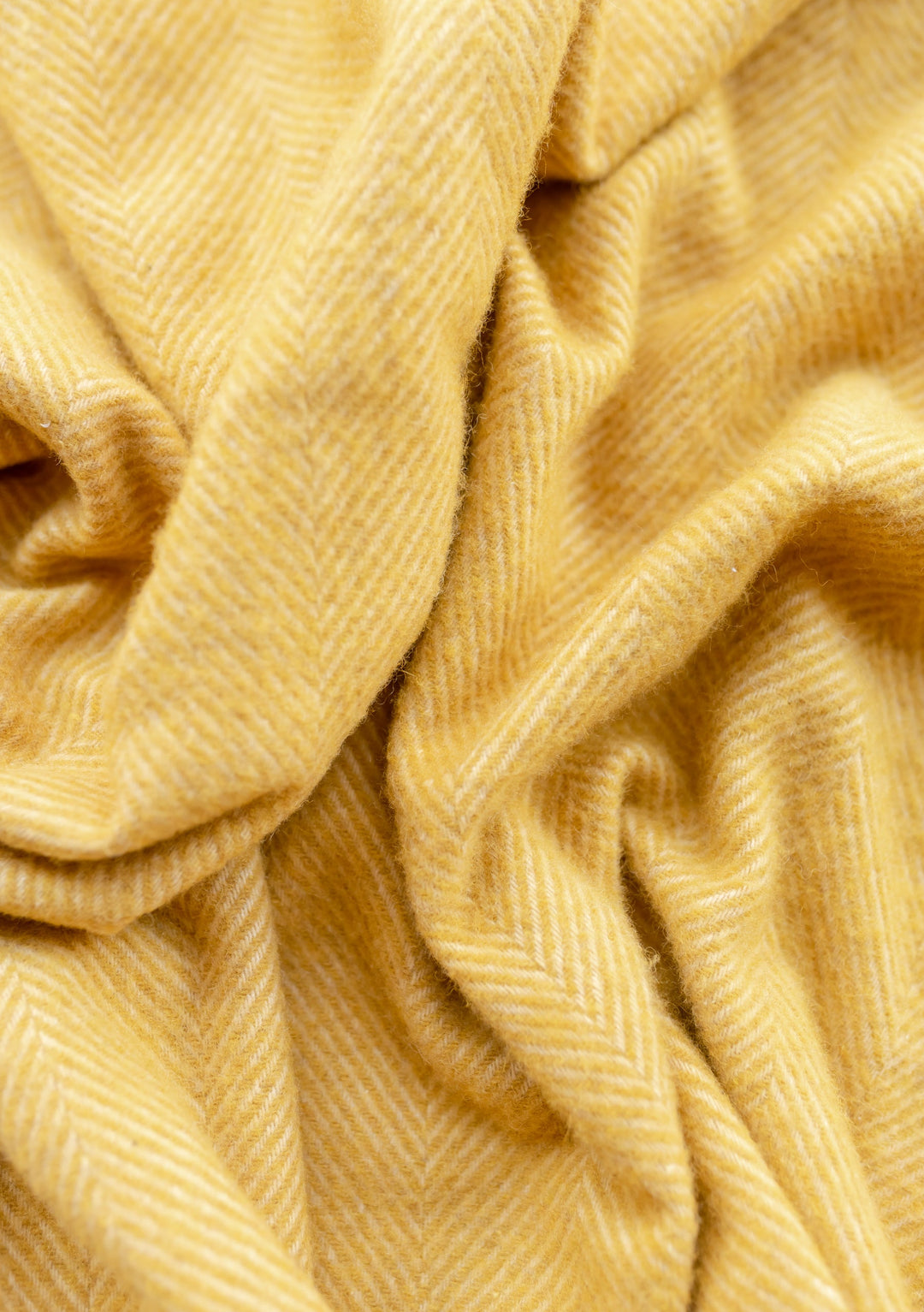 Recycled Wool Picnic Blanket in Mustard Herringbone