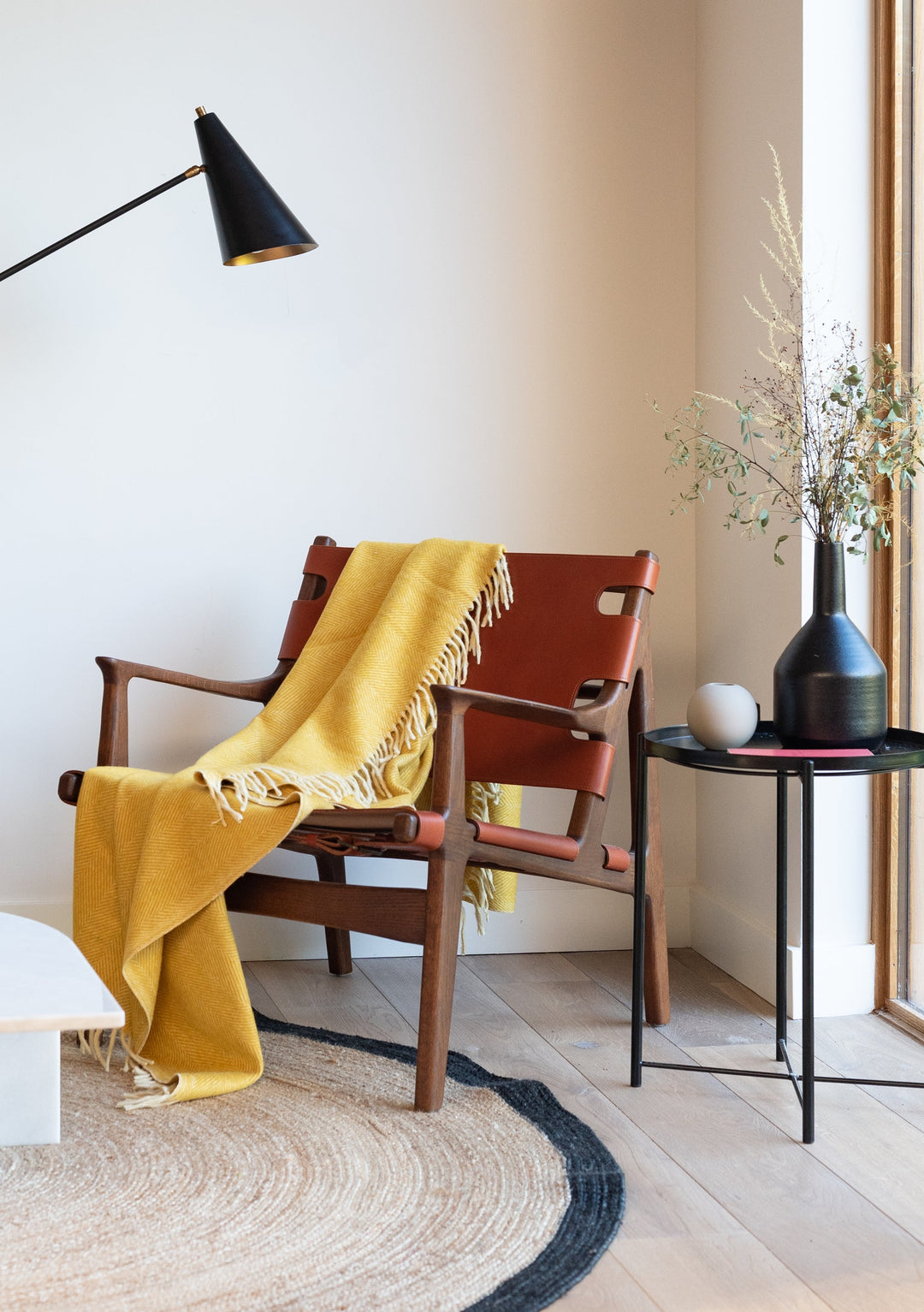 Sample Sale Recycled Wool Blanket in Mustard Herringbone