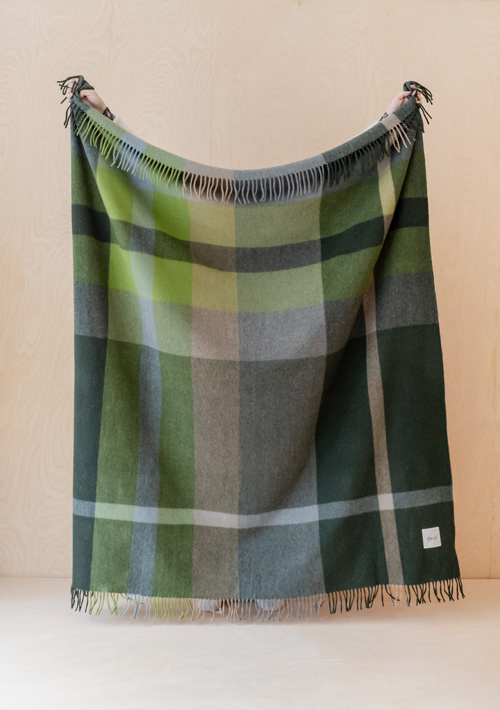 Sample Sale Recycled Wool Blanket in Olive Oversized Check