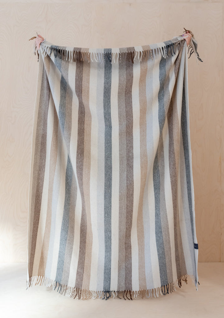 Sample Sale Recycled Wool Blanket in Neutral Stripe