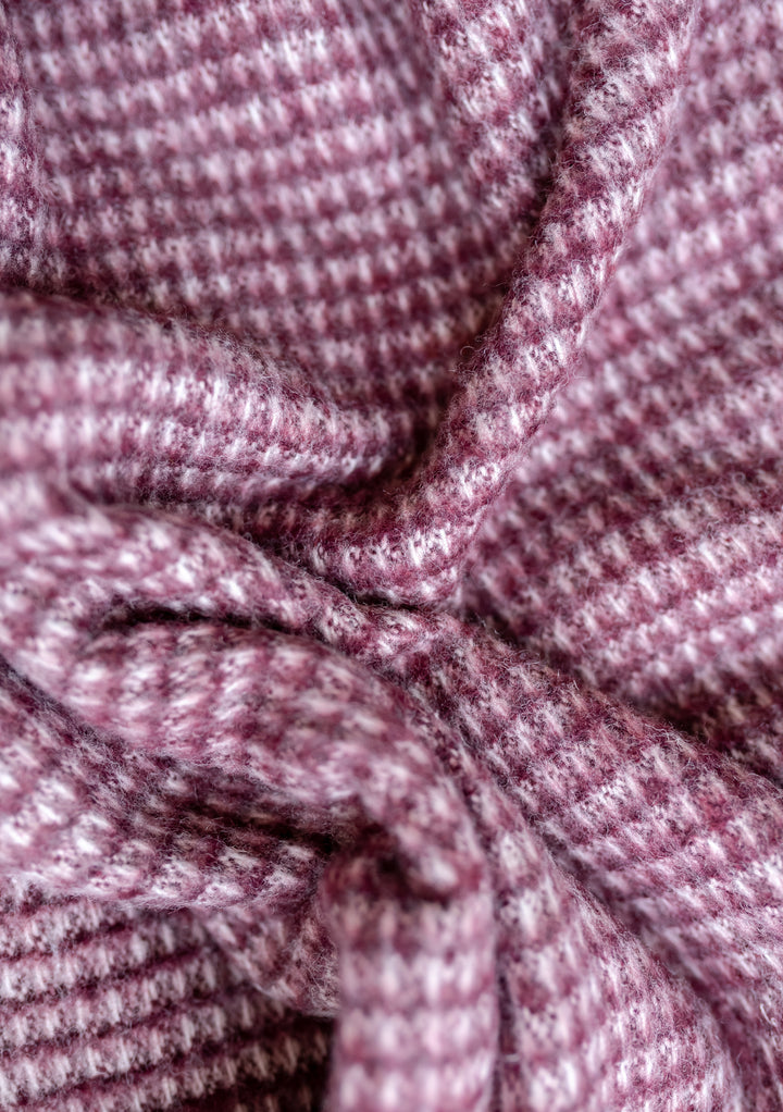 Recycled Wool Blanket in Berry Waffle