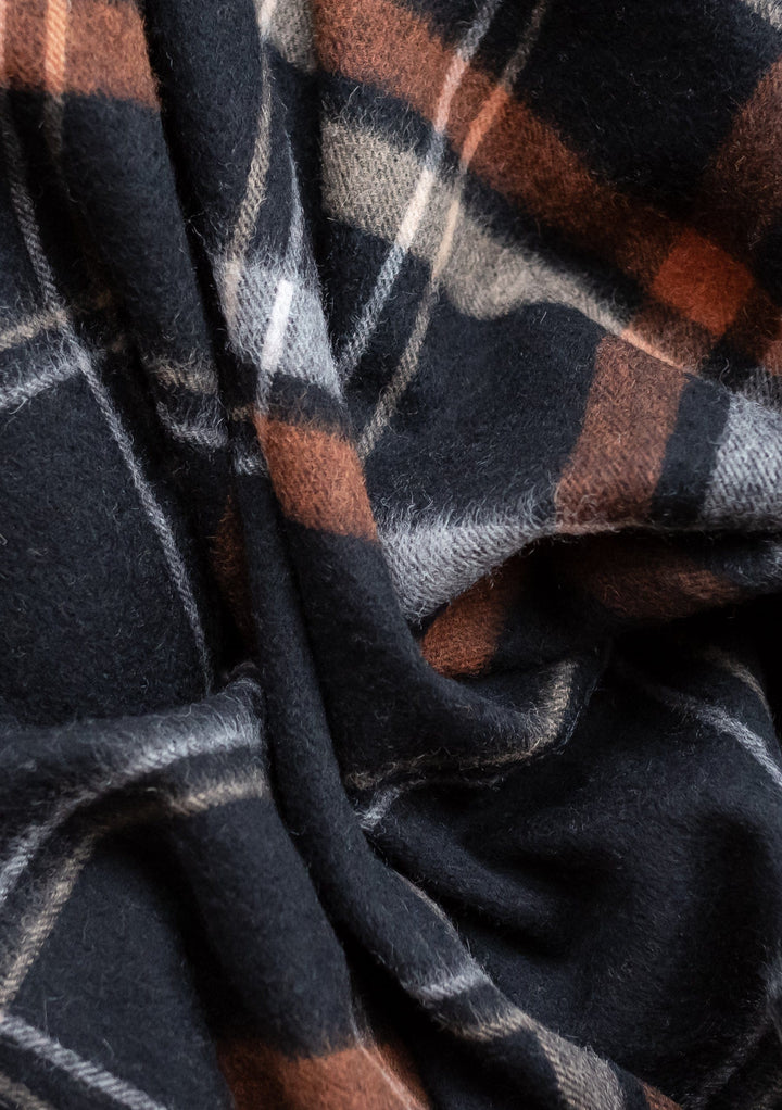 Lambswool Wrap in Black Oversized Check