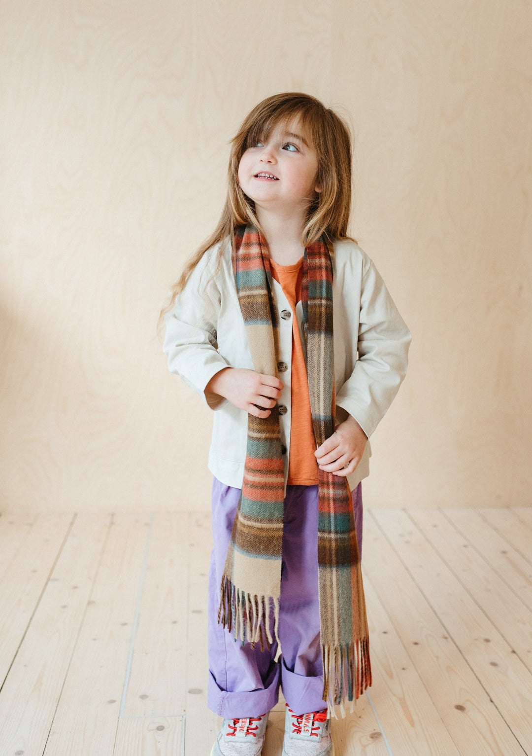 Écharpe pour enfants en laine d'agneau en robe Stewart Tartan antique
