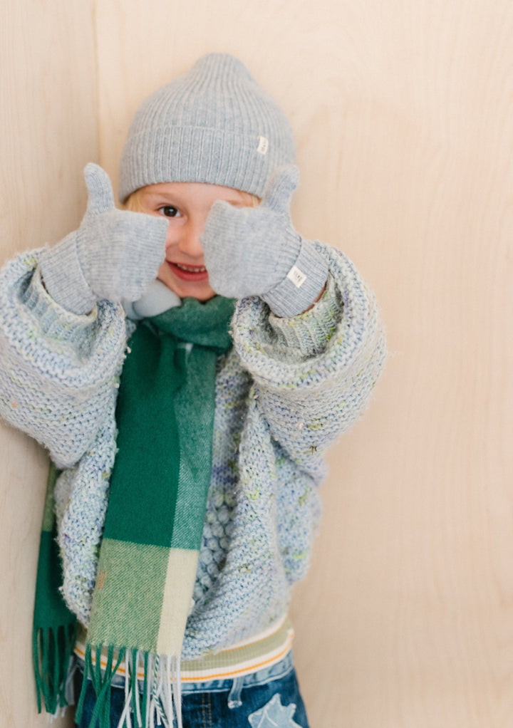 Mitaines pour enfants en laine mérinos en mélange gris clair