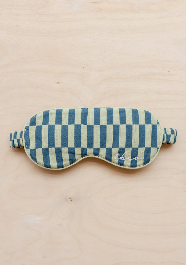 Sample Sale Cotton Eye Mask in Green Checkerboard