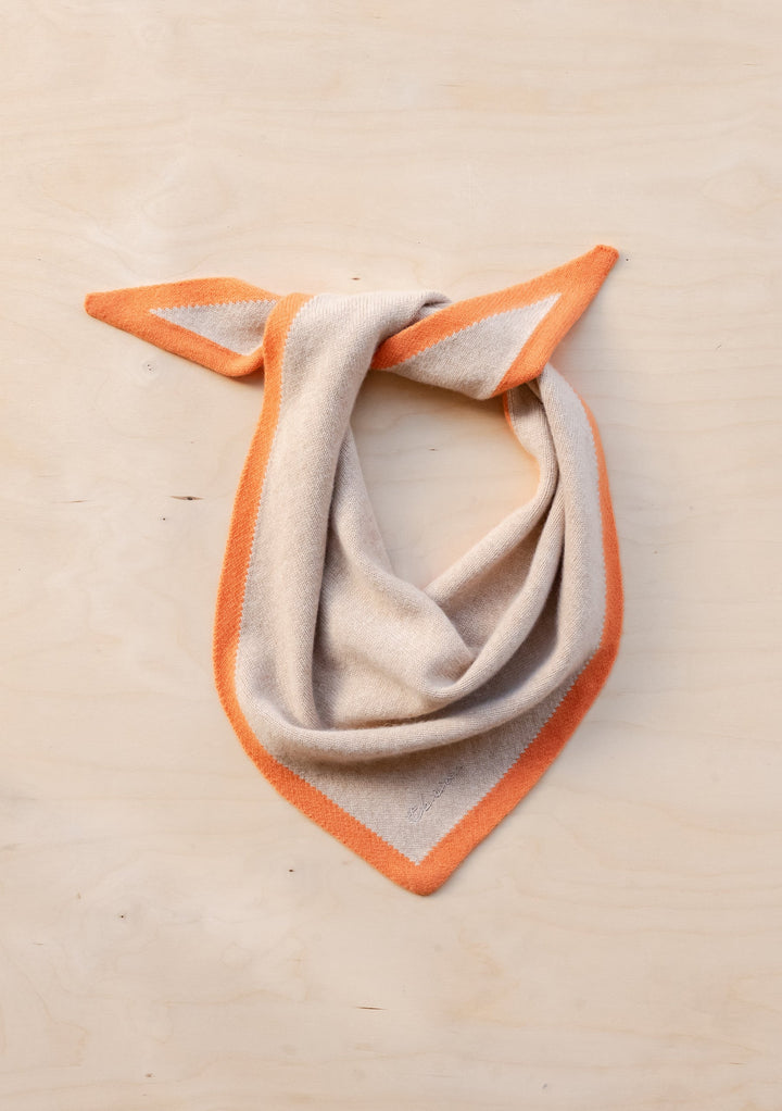 Merino Triangle Scarf in Camel & Apricot