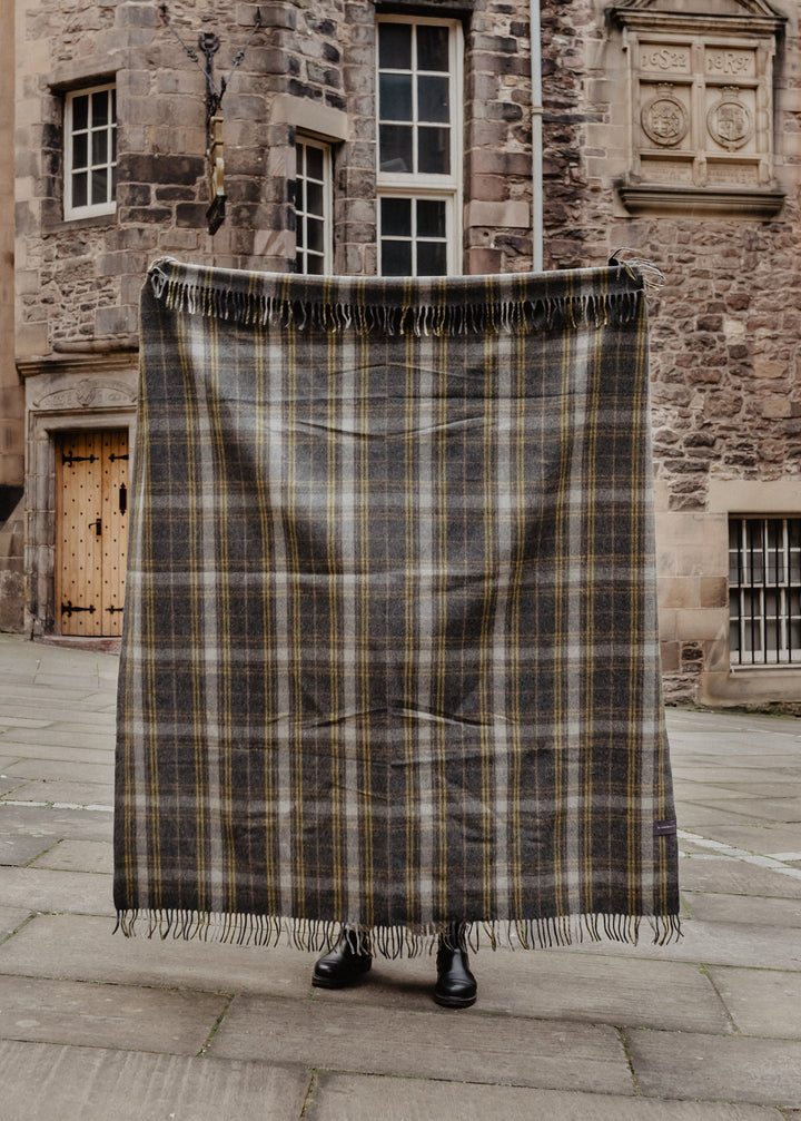 Sample Sale Recycled Wool Blanket in Charcoal Shadow Check