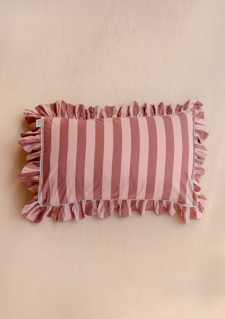 Pair of Cotton Pillowcases in Pink & Red Stripe