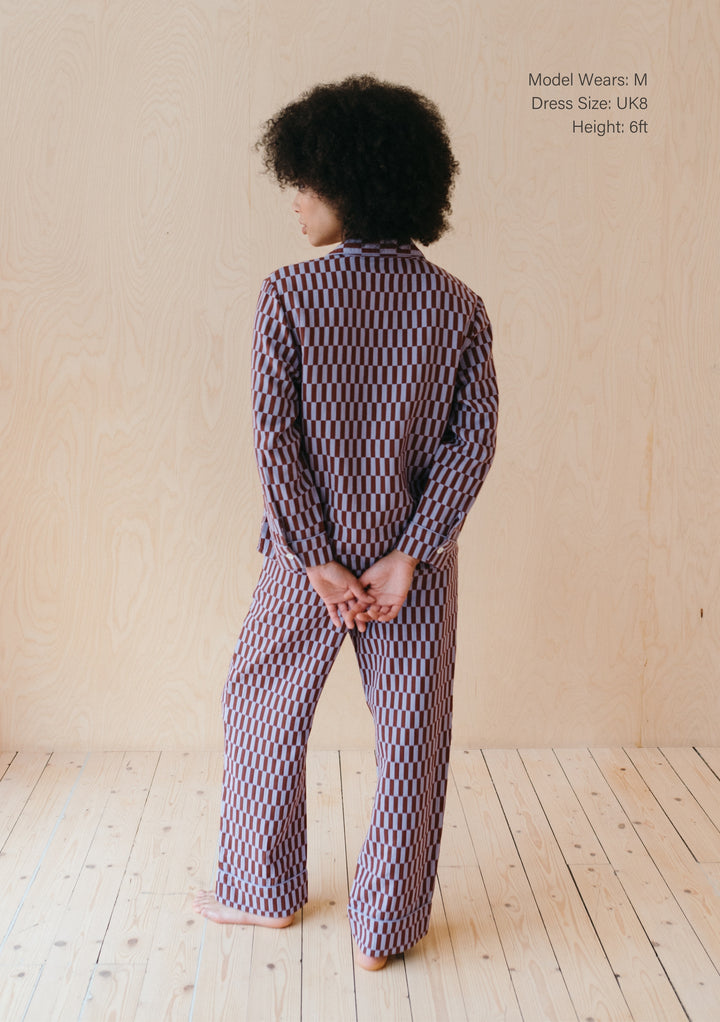 Cotton Pyjamas in Lilac Checkerboard