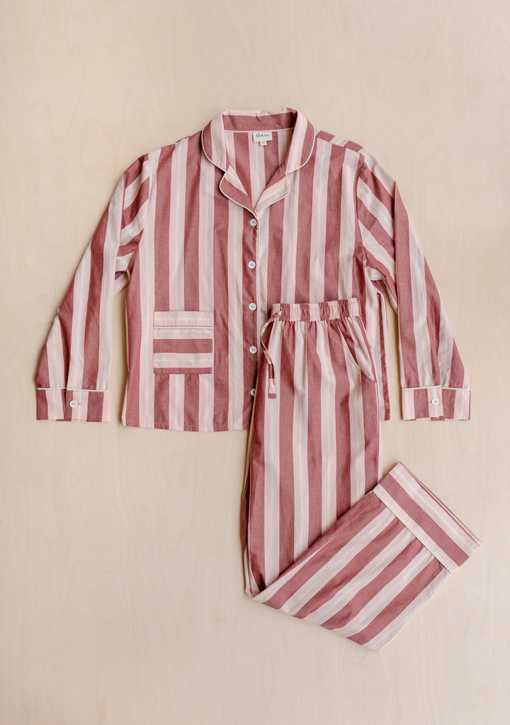 Cotton Pyjamas in Red Stripe