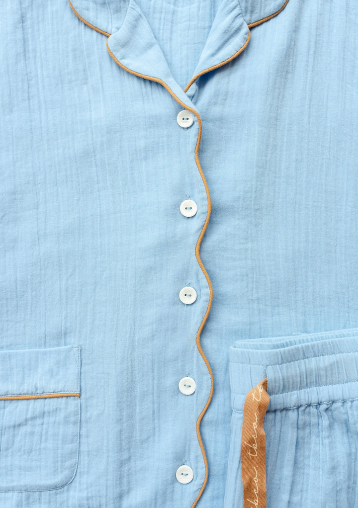 Cotton Pyjamas in Blue Scallop