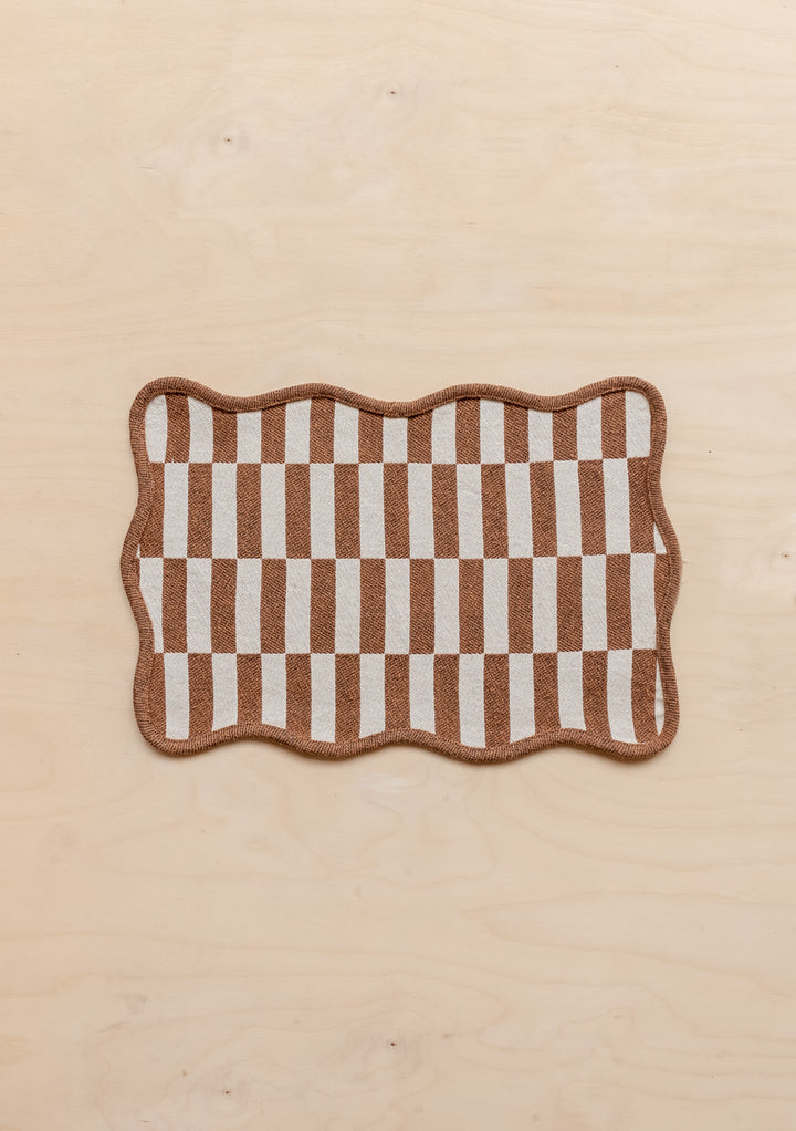 Cotton Placemats Set of 2 in Camel Checkerboard