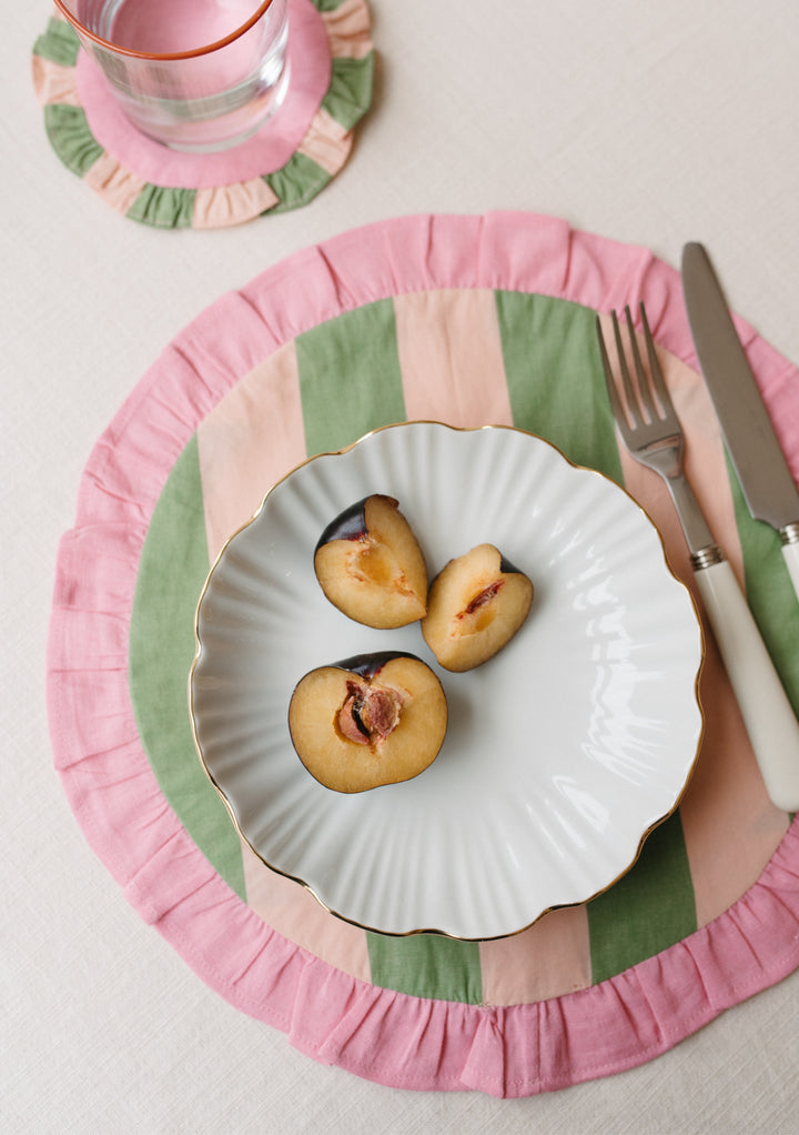 Cotton Placemats Set of 2 in Green Stripe