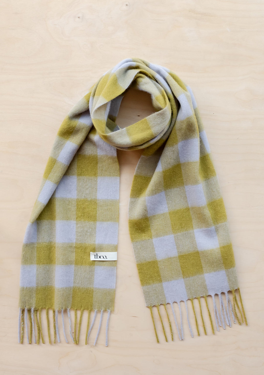 Lambswool Scarf in Avocado Gingham