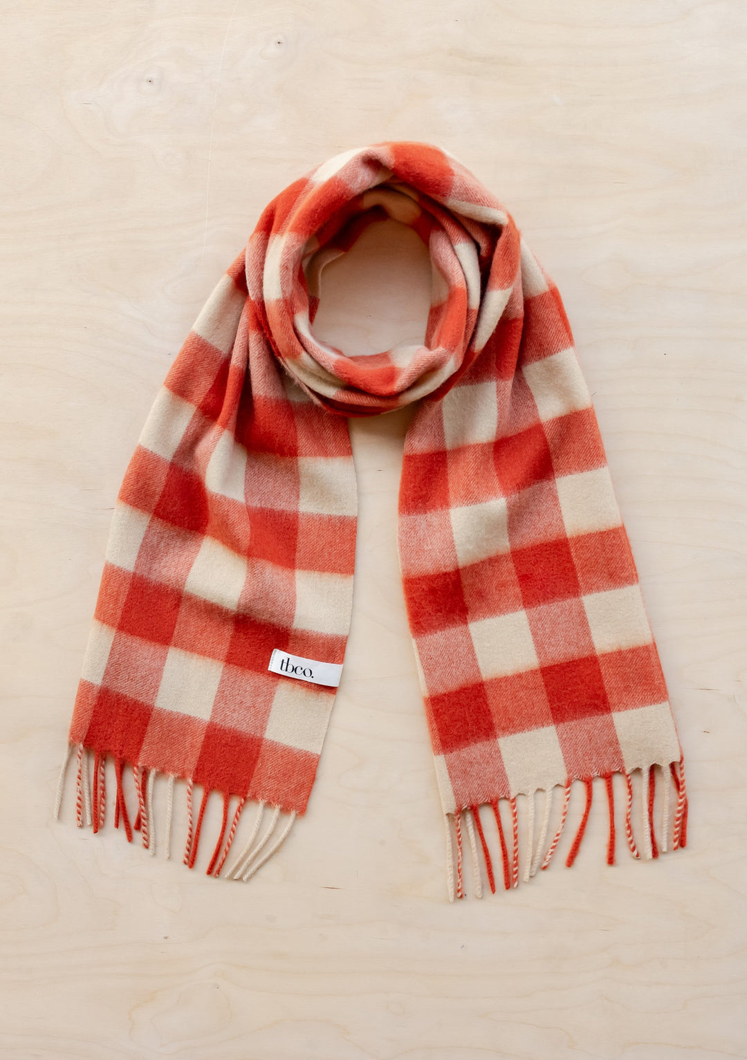 Lambswool Scarf in Orange Gingham