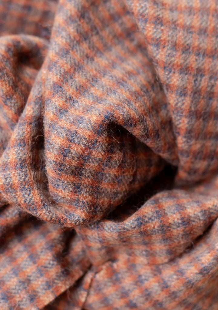 Écharpe pour hommes en laine d'agneau à carreaux texturés café