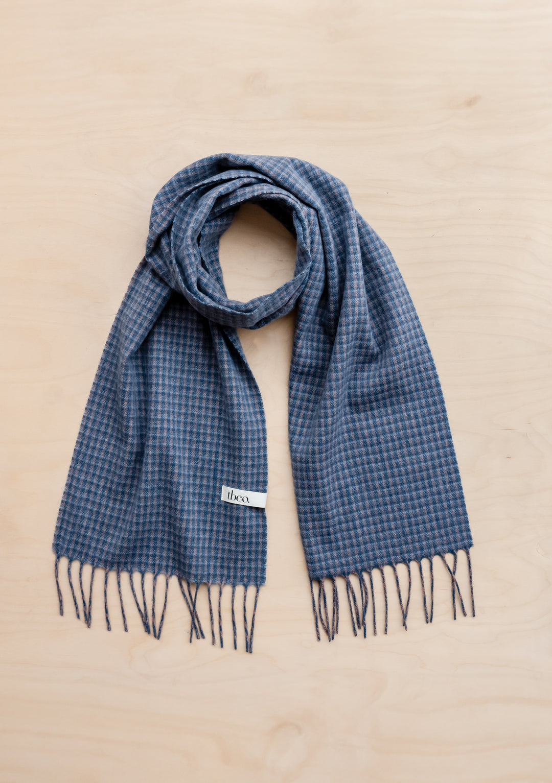 Lambswool Scarf in Blue Tweed Check