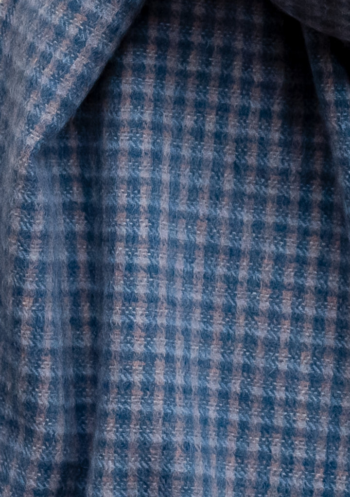 Lambswool Scarf in Blue Tweed Check