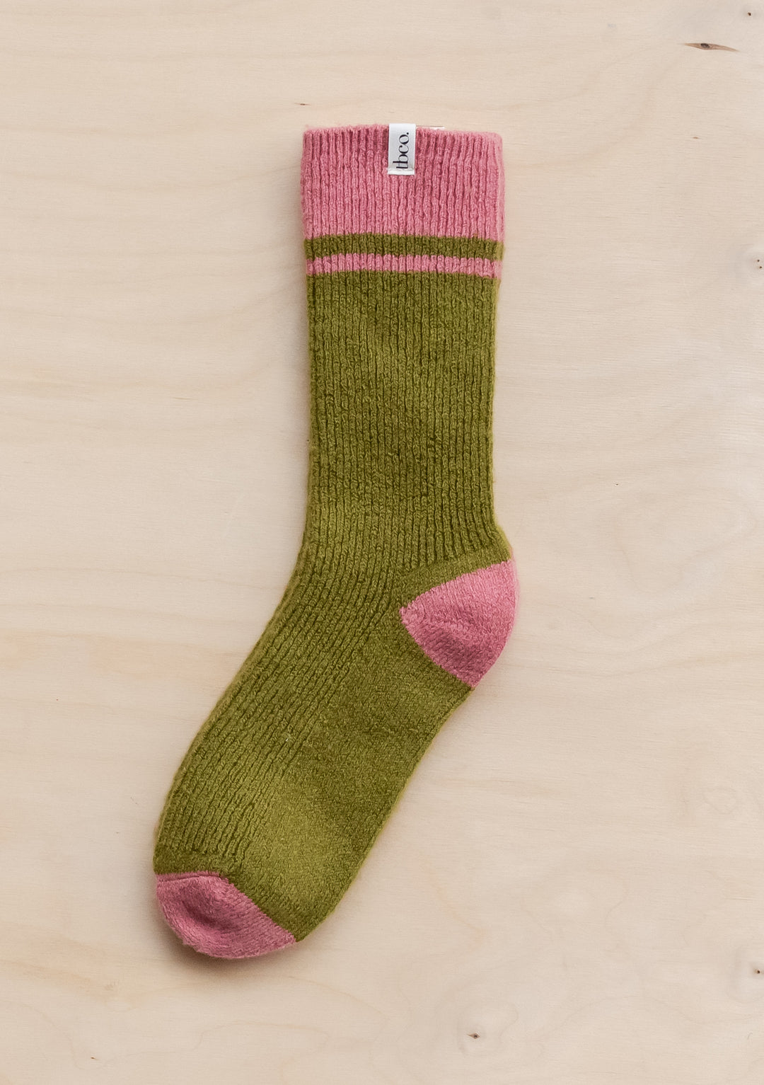 Chaussettes rayées en laine mérinos en vert