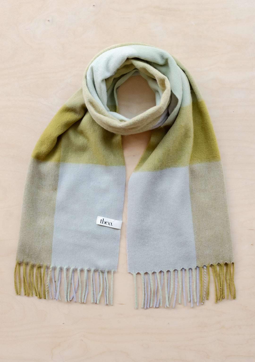 Lambswool Oversized Scarf in Sage Block Check