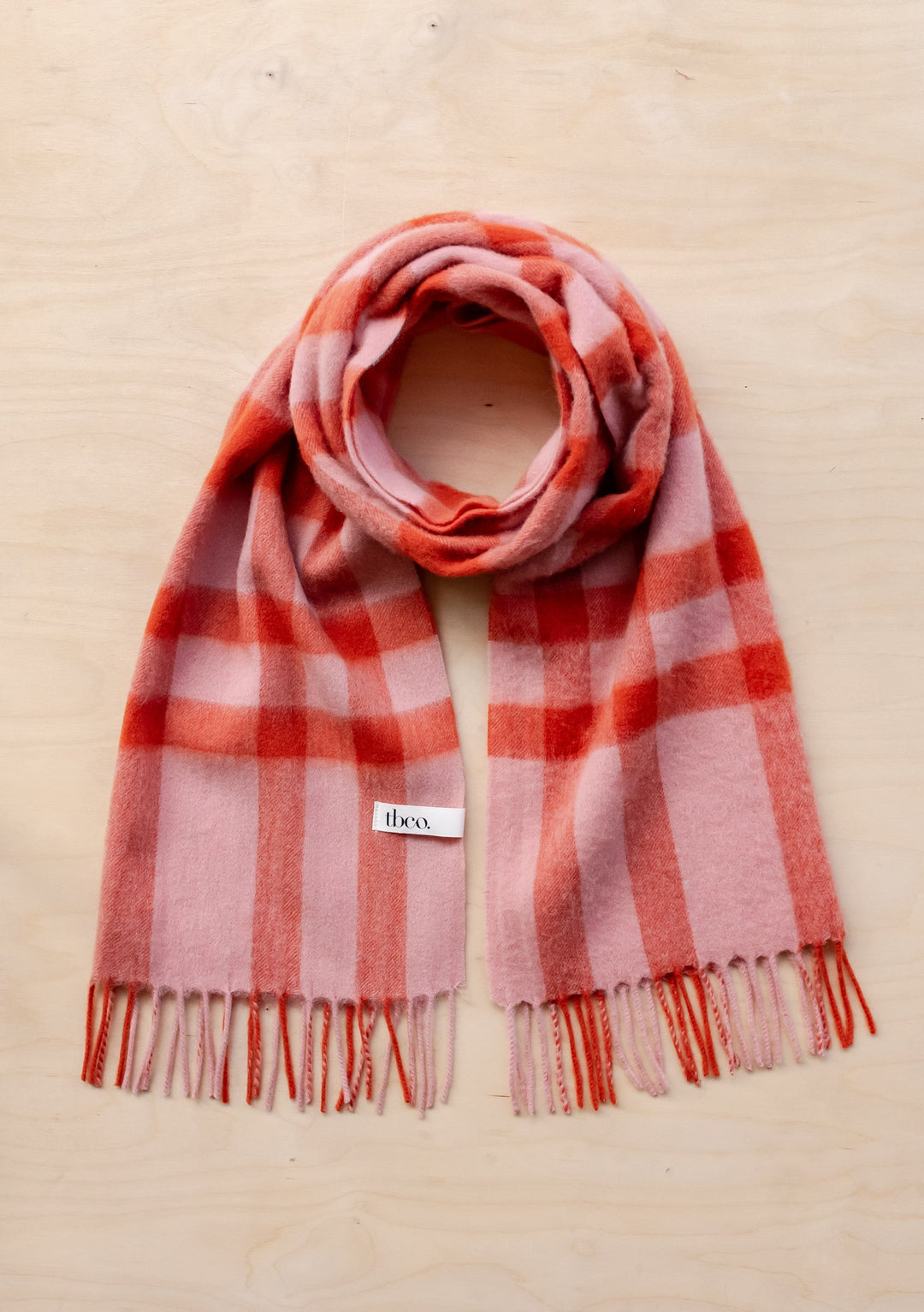 Lambswool Oversized Scarf in Pink Check