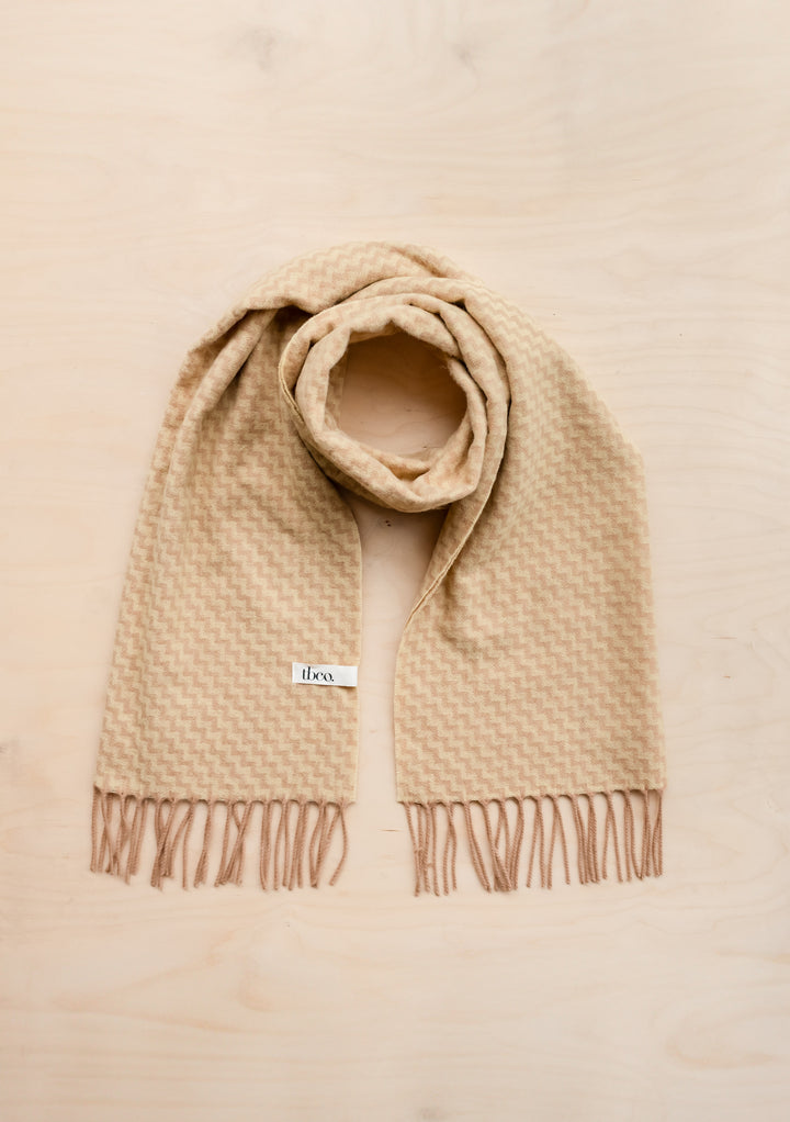 Lambswool Oversized Scarf in Buttermilk Chevron