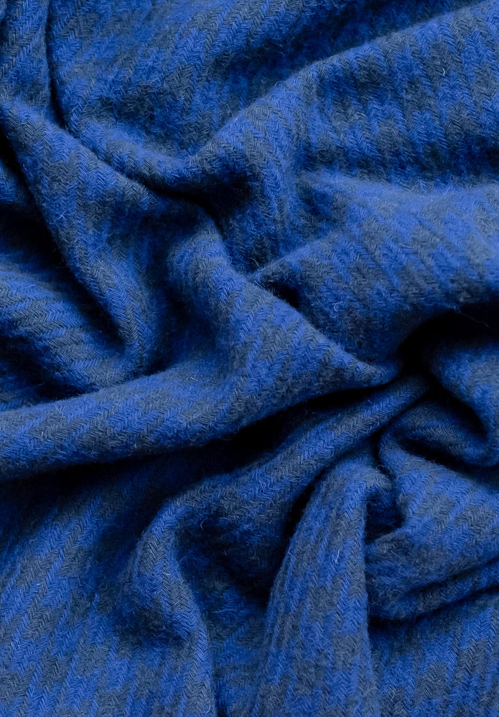 Lambswool Scarf in Cobalt Houndstooth