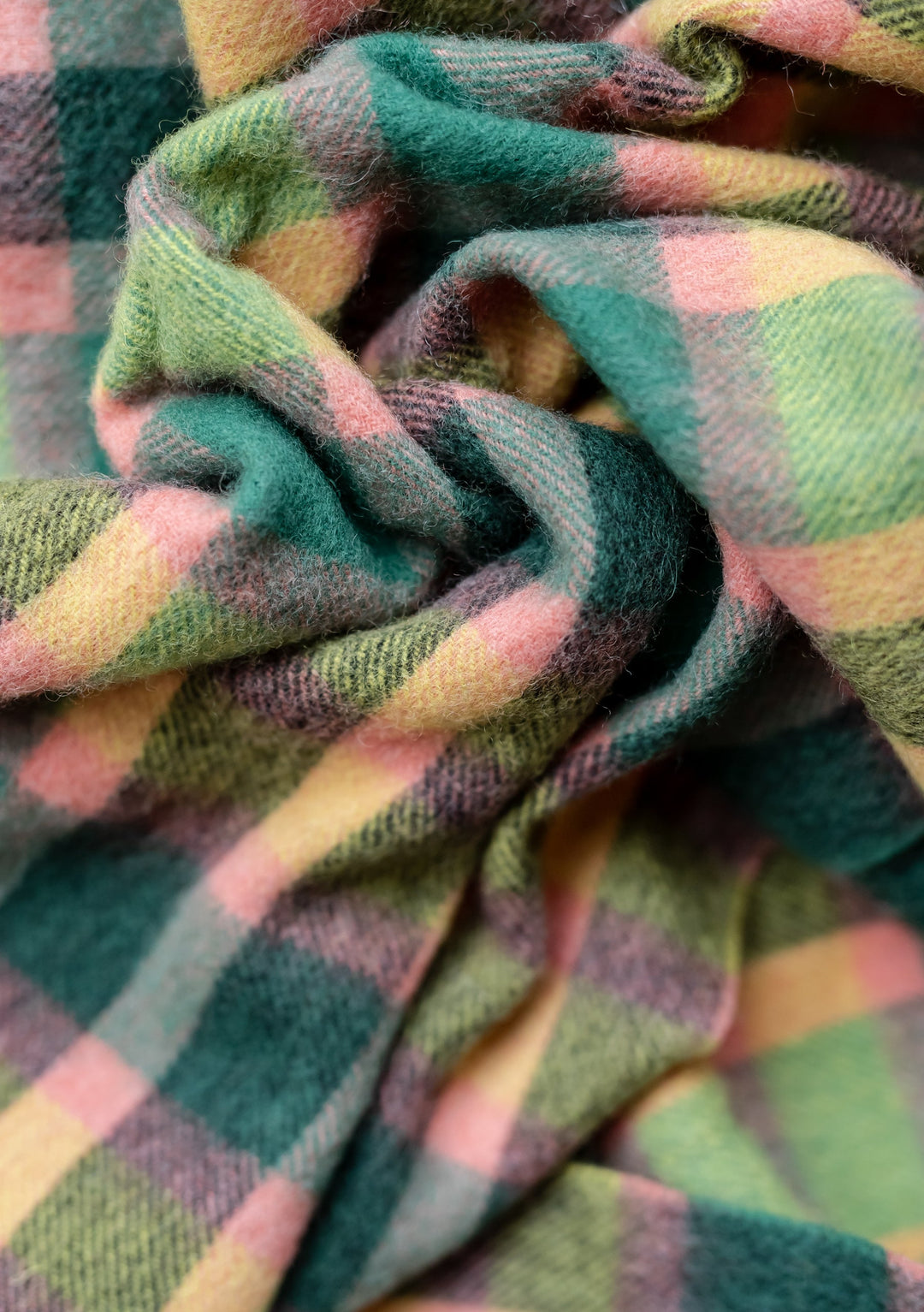 Lambswool Oversized Scarf in Lime Multi Check
