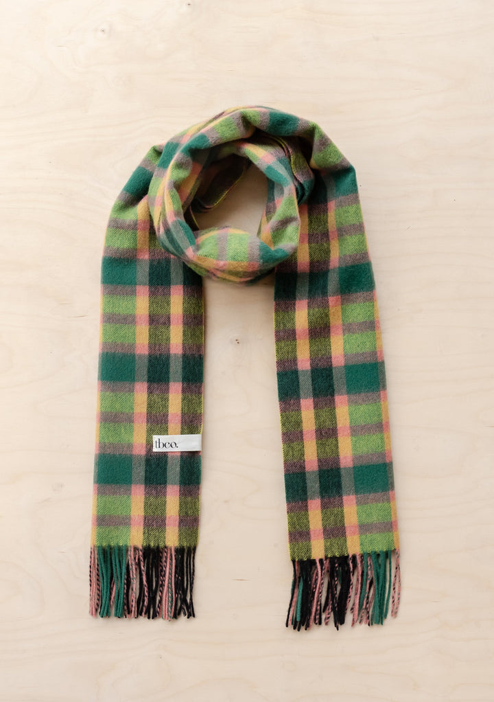 Lambswool Oversized Scarf in Lime Multi Check