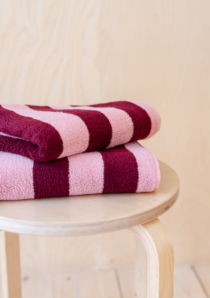 Cotton Towels in Pink Stripe